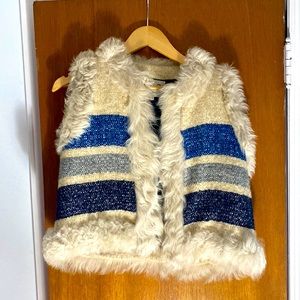 Sea New York cream and blue lamb fur vest